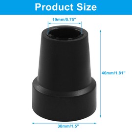 Bonsicoky 2 Pack Rubber Cane Tips 3/4 Inch - Heavy Duty Cane Tips - Replacement Rubber Cane Tips for Canes, Walking Sticks, Crutches, Hiking Stick - Black