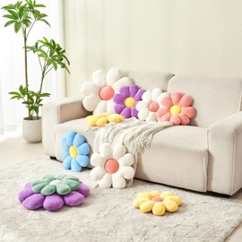Mepherl Flower Pillow,Daisy Pillow Flower Shaped Throw Pillow,Cute Pillows Flower Cushion,Flower Floor Pillow Seating Cushion for Bedroom,Sofa,Couch(15.7",Green)