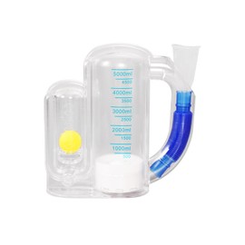 Incentive Spirometer (WHITE01) for Adult Breathing Exercise Device,Deep Breathing Trainer for Lungs,5000ml Capacity Measurement with Flow Indicator