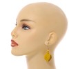 Diamond Shape Antique Yellow Painted Wood Drop Earrings - 60mm