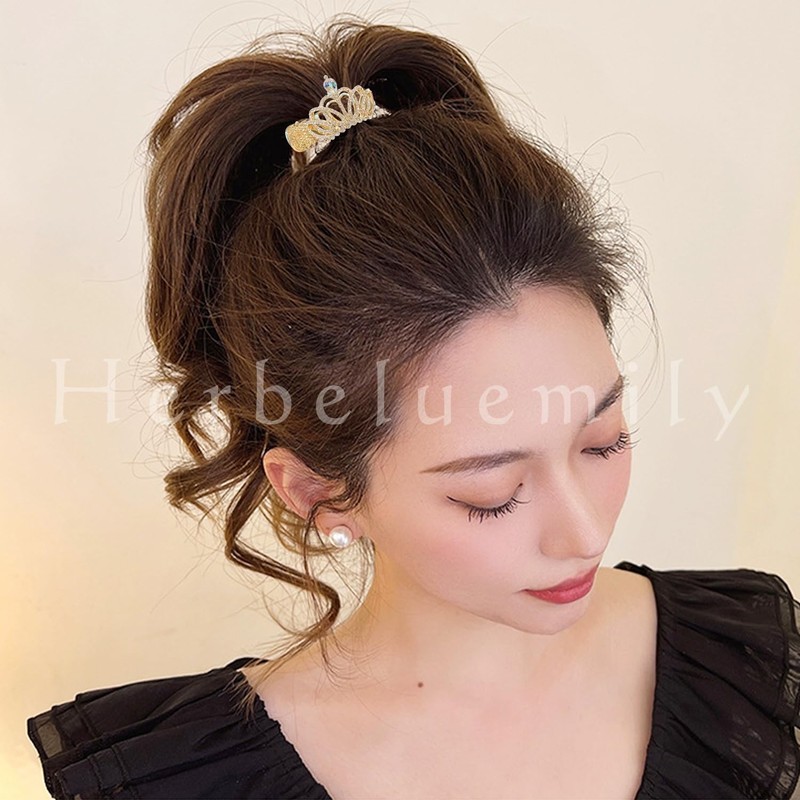 Herbeluemily Hair Claw Clip Rhinestone Bijou Ponytail Clip Ponytail Holder