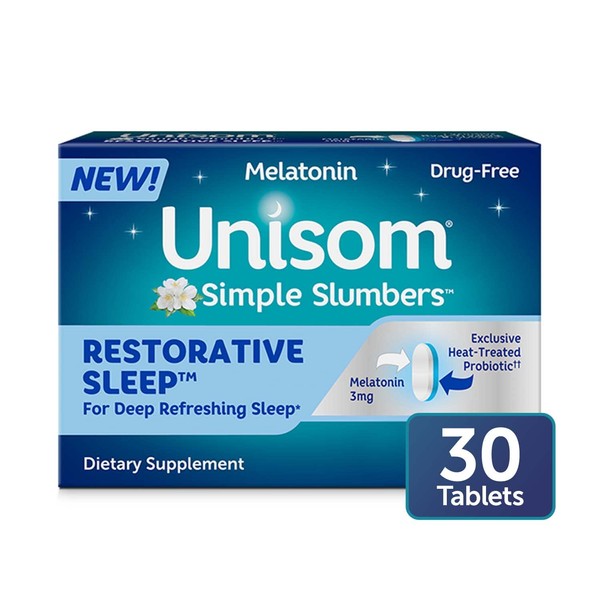 Unisom Simple Slumbers Restorative Sleep Tablets 30-Count, Melatonin 3mg