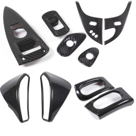 autopart2021 ABS Carbon Dashboard Interior Air Outlet Frame Sets For Corvette C6 05-13 US