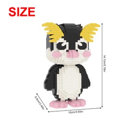 Larcele Micro Building Blocks Animal Set, DIY Mini 3D Building Toy Bricks Kit, 1098 Pieces KLJM-07 (Rockhopper Penguin)