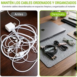 NEARPOW 40 PCS Organizador de Cables Ajustable, Bridas de Silicona Reutilizables y Ajustables, Organización de Cables con Hebillas, Elástico Multiusos para Agrupar Cable de Auriculares, Cargador