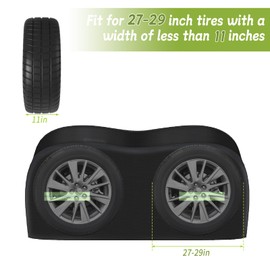 2Pcs Dual-Axle Tire Covers, Black Outdoor Waterproof RV Double Wheel Covers, Anti-UV Snow Sun Rain Dual Axle Tire Protector Covers for RVs, Truck, Trailers, Campers, Vans (27-29 Inch)