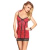 Coquette Women's Reversible Stretch Lace Chemise, Black/Red, Small