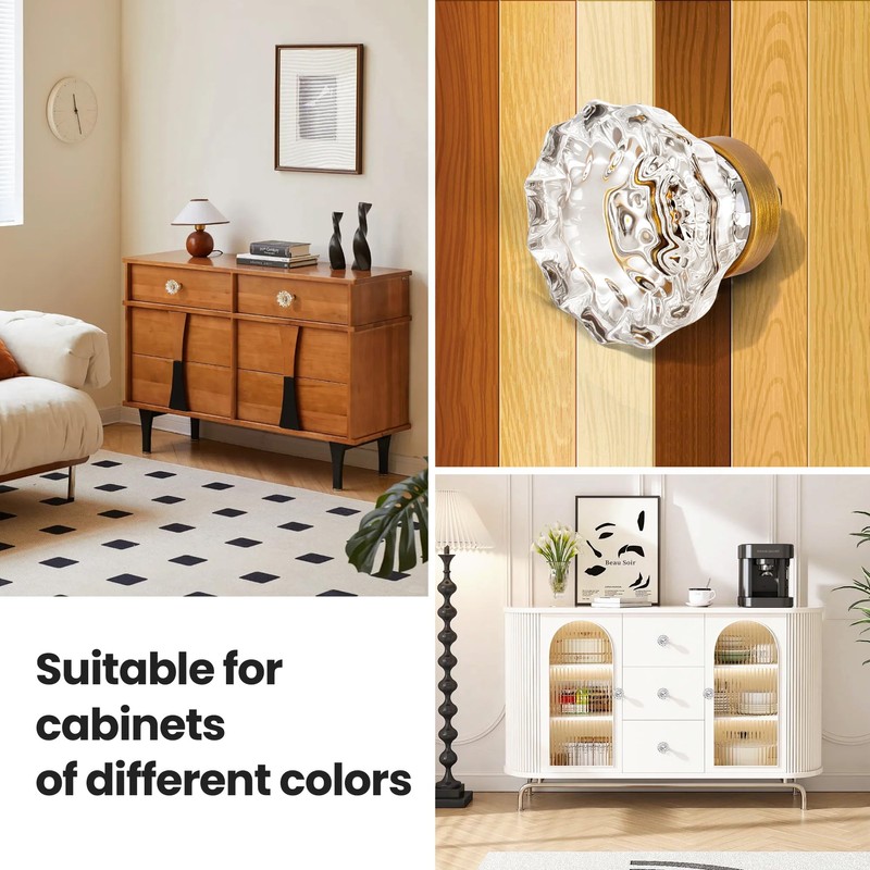 Vintage Cabinet Knobs Crystal Cabinets Knob 4 Pack, Antique Brass