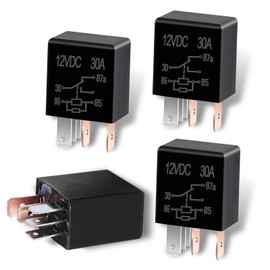 AWGUKA 4 PCS Car 5 Pin Relay, 12V 30A Normally Open DC Relay Switch,No-Back Start Relay Tester Replacement Accessories, Suitable for Most Cars (Black)