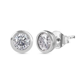 SHOPLC Moissanite Solitaire Stud Earrings for Women 0.88 ct Moissanite Stud Earrings in 925 Silver, Gold Vermeil & Two-Tone and Rhodium Plated Earring Ideal for Gifts, Sterling Silver