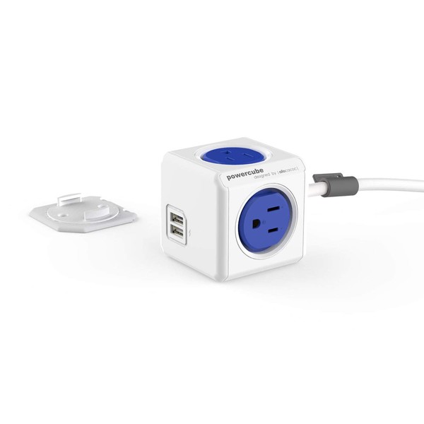 Allocacoc, PowerCube |ExtendedUSB|, 4 outlets, 2 USB Ports, 5 feet