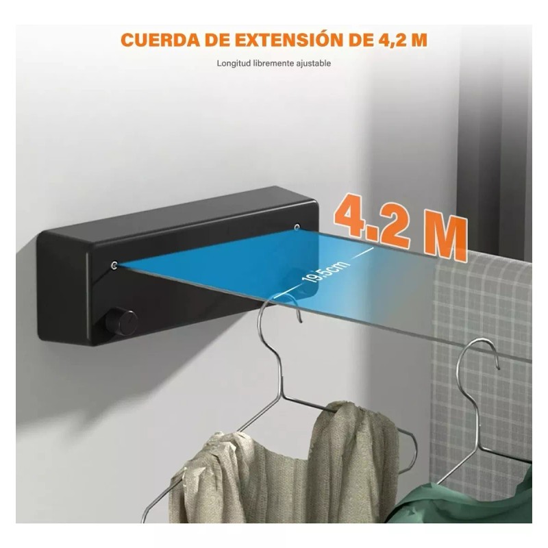 DIJIA Tendederos Plegables Tendedero Retráctil De Pared 2 Líneas