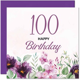 99th Birthday Card for Men women - Purple Floral Birthday Card for 99 Year old Woman Ladies Grandma Nan Mum Aunt Nan Friend Sister Ninety Nine, ninety ninth Nanny