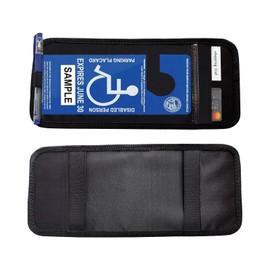 ZIMISI Handicap Placard Holder for Car, Universal Transparent Disabled Parking Permit Sign Protector, Auto Sun Visor Storage Clip Accessories with Pen Holder, Card Slot, Elastic Strap (Black)