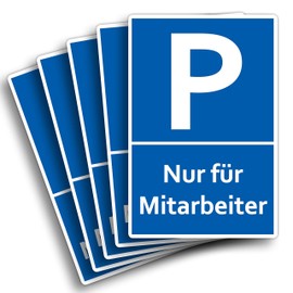 Strobo Nur für Mitarbeiter Parking Sign, 20 x 30 cm, Made From Sturdy PVC Hard Foam Board, 3 Mm Parking Sign For Employees, UV Protection, Pack Of 5