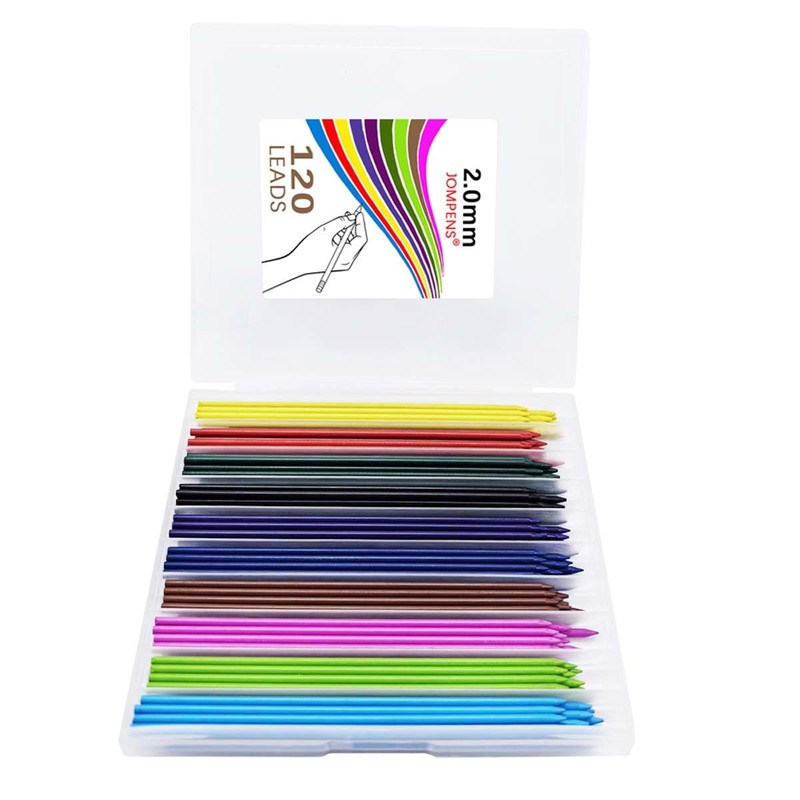 MROOFUL 120 Pieces Carbon 2mm Refills, 2.0mm Pencil Leads, Mechanical