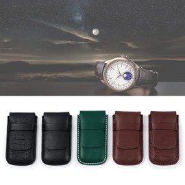 Papten Single Watch Gift Pouch Portable Travel Watch Bag for Men and Women Leather Wristwatch Storage Box (Green)