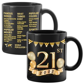 Greatingreat 2002 Old Time Information-21st Birthday Mug, Happy 21 Birthday Party, Turning 21 Birthday, 21st Bday For Her & Him, Twenty-First Birthday Mug, Milestone Birthday