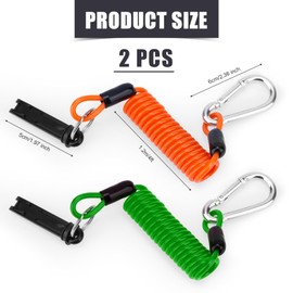 lasuroa 2pcs Trailer Brake Away Cables, 4ft High Rebound Spring Coiled Breakaway Cables with Latch Safety Emergency Breakaway Switch Towing Wire for RV Trailer Camper (Orange, Green)