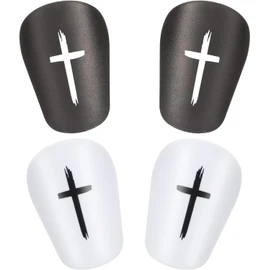 WADY Black and White Cross Protective Soccer Shin Pads Mini Football Pads, 4Pcs Small Guards,Black Guards (S)
