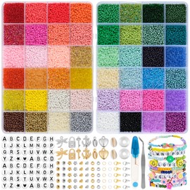 RUBY 2 mm Beads for Bracelets, Bracelet Beads Set with Letter Beads, Bead Set for Bracelets, Beads for Threading Gifts for Children, Adults for Christmas, Birthdays etc.