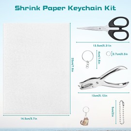 152 Pcs Shrinky Plastic Sheets Kit, Shrink Paper Keychain Kit with 20PCS Shrinky Art Paper, Hole Punch, Scissor, Keychains, Chains, Jump Rings for Adult Crafts Keychain DIY Jewelry Making Ages 14+