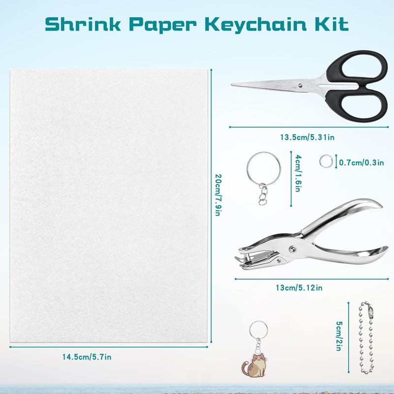 152 Pcs Shrinky Plastic Sheets Kit, Shrink Paper Keychain Kit