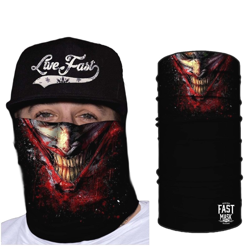 Live Fast Gear Neck Gaiter Tubular Bandana, Black Polyester Microfiber,
