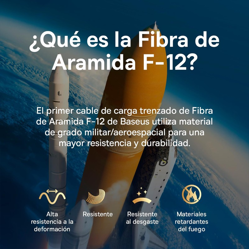 Baseus Cable de Fibra de aramida F-12 irrompible de Carga