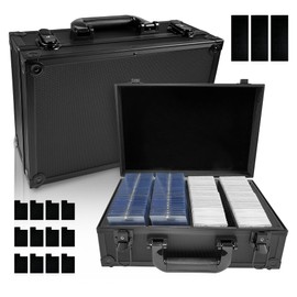 Toploader Storage Box，Sports Card Storage Boxes，Aluminum alloy frame，Trading Card case Hold 2500+ Cards，Detachable partition，for Sports Cards，Top Loaders，magnetic card holders （black 2500+）