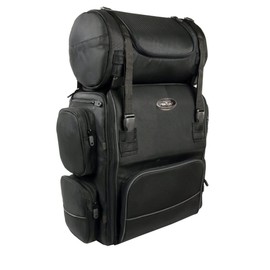 Milwaukee Leather SH680 Large Black Textile Motorcycle Sissy Bar Travel Bag - One Size