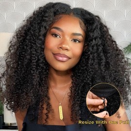 Sunber 150% Density Kinky Curly Upgrade New V Part With No Lace No Glue Affordable Wig - Hair Type: Upgrade V-Part, Size: 24