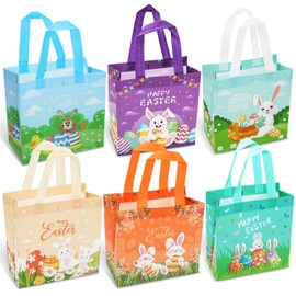 Bluelves Pack of 6 Easter Gift Bags, Easter Bags for Filling, Reusable Gift Bags Easter, Easter Egg Hunt Bags with Handles, Gifts for Children, Gift Egg Hunt, Easter Decoration