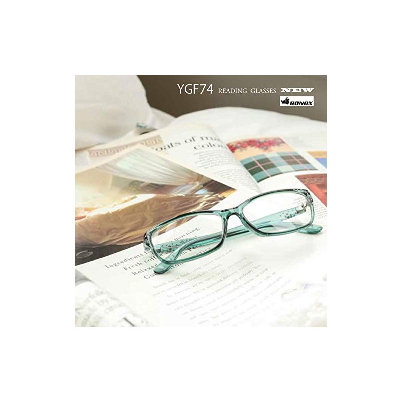 NEWカラー YGF74 イミテーションスワロ風ストーンが散りばめられた老眼鏡 (FOREST GREEN, 1.5)