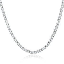 Kose Tennis Necklace 18K White/Yellow Gold for Women and Men | 4 Prong Plated 5A 3.0mm Round Cubic Zirconia Cut Faux Diamond Tennis Chain (white gold, 18in)