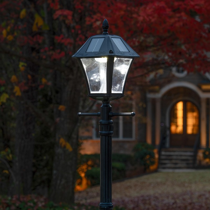 Gama Sonic Baytown Solar Lamp Post, Black Outdoor Durable with