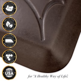 WellnessMats Bella Collection Anti-Fatigue Floor Mat, Antique Dark, 36 in. x 24 in. x ¾ in. Polyurethane – Ergonomic Support Pad for Home, Kitchen, Garage, Office Standing Desk – Water Resistant,