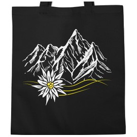 Shirtracer - Cotton Bag - Compatible with Oktoberfest Bag - Edelweiss Mountains Hiking Wanderlust Mountain Calls Alps, 3 Black, Unit size