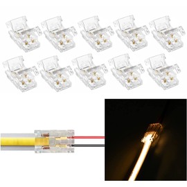 Amefil 2 Pin 8mm COB LED Strip Connectors, Gapless Solderless Extension Connection,Strip to Wire Quick Connection for Singel Color COB LED Strip (2p8mmBX)