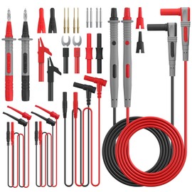 Proster Multimeter Test Leads Set - 24 in 1 Test Leads kit with Replaceable Gold-Plated Multimeter Probes Test Leads Male & Female Test Hooks U Plugs Crocodile Clips for Multimeter Clamp Meter