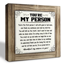 Thank You Gifts, You're My Person Poem, Box Wood Plaques Desk Décor, Anniversary Poem for Home Decor, Valentines Gift, Wife Gift, Husband Gift, Friendship Gift for Best Friend, Romantic Gift for Her