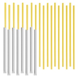 Paper Wrapped Plastic Drinking Straws (10" x 0.28") (250, Yellow)
