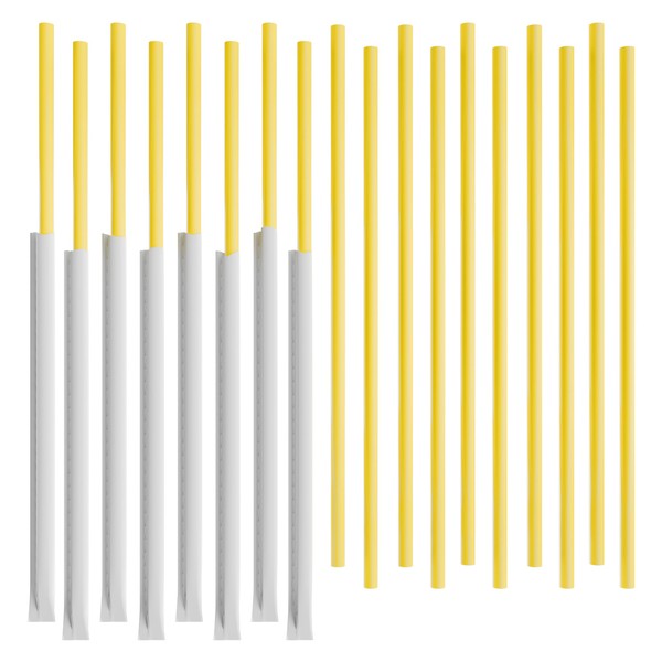 Paper Wrapped Plastic Drinking Straws (10" x 0.28") (250, Yellow)