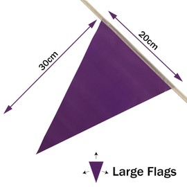 30m Purple Bunting Banner, 74 Large Flags for Bunting Decorations Indoors Outdoors, Perfect for Wedding Decorations, Girls Bedroom Accessories, or Purple Birthday Decorations.