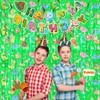 Lecheme Dinosaur Birthday Decorations Green Cartoon Dinosaur Backdrop Foil Fringe