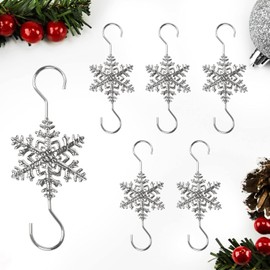 Christmas Ornament Hooks 20Pcs Sliver Snowflake Decorations for Hanging Christmas Trees, S-Shaped Hangers Hook Swirl Christmas Tree Hanger Metal Hooks for Christmas Tree for Small Ornament