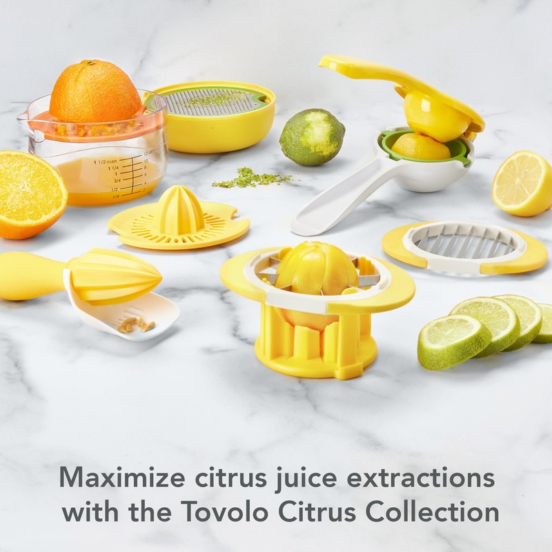 Tovolo All-in-1 Citrus Juicer and Zester Set, White & Yellow