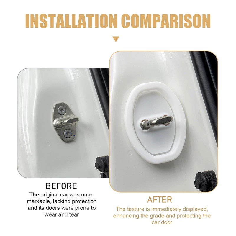 Polcatay 2 PCS Car Door Latch Cover, Silent Buffer Rust-Proof