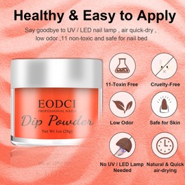 EODCI Dipping Powder 28 g, Sunset Red Nail Dipping Powder for Strong Nail Art, Acrylic Dip Nail Powder for Nail Starters & Professionals, No Nail Lamp Required