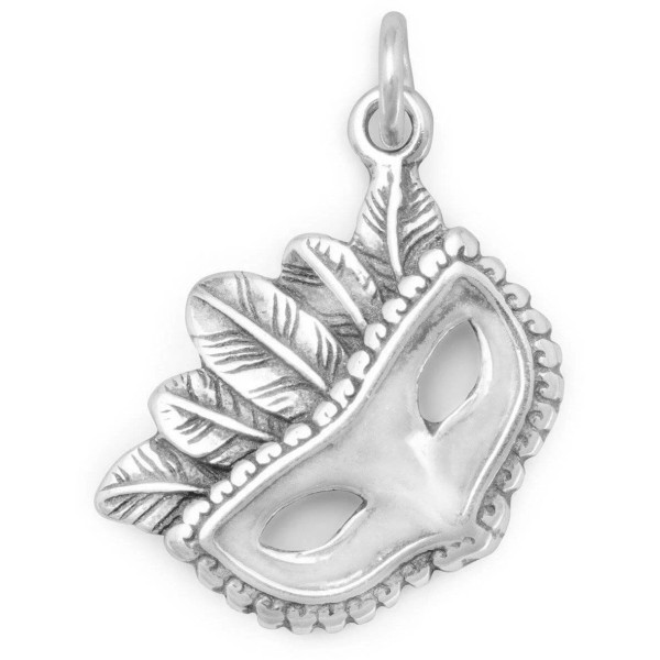 Unbranded 14x16mm Mardi Gras Mask with Feathers Charm .925 Sterling